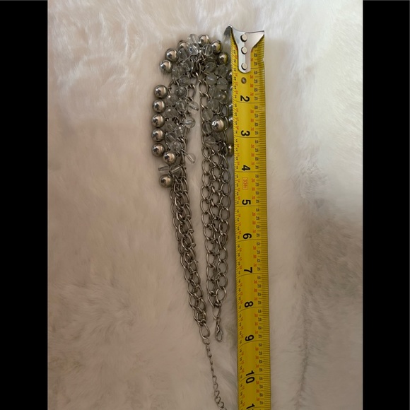 Statement Piece Wide Chain with Multiple Clear and Silver Color Beads - Picture 4 of 4
